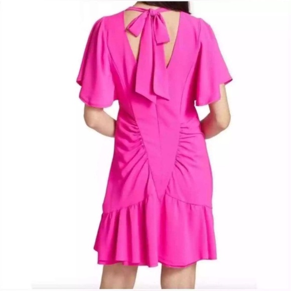 Le Superbe Hot Pink Waikiki Ruched Mini Dress NWT SIZE 6 - Picture 3 of 4